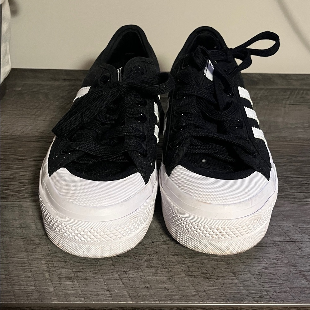 Woman’s platform adidas - size 6.5 - black & white. Used, good condition. - Picture 2 of 4